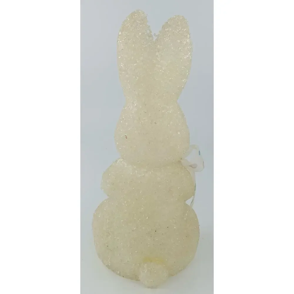 Vintage Plastic Popcorn Rabbit Lighted White Bow 9.5